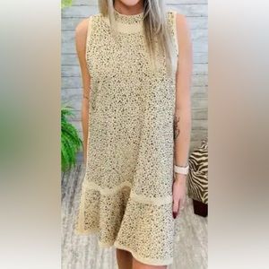 NWT Queen of Sparkles cream/gold dress